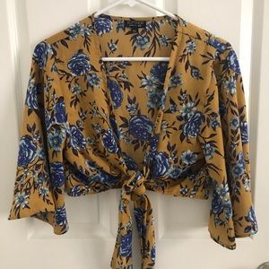 TOPSHOP gold tie top